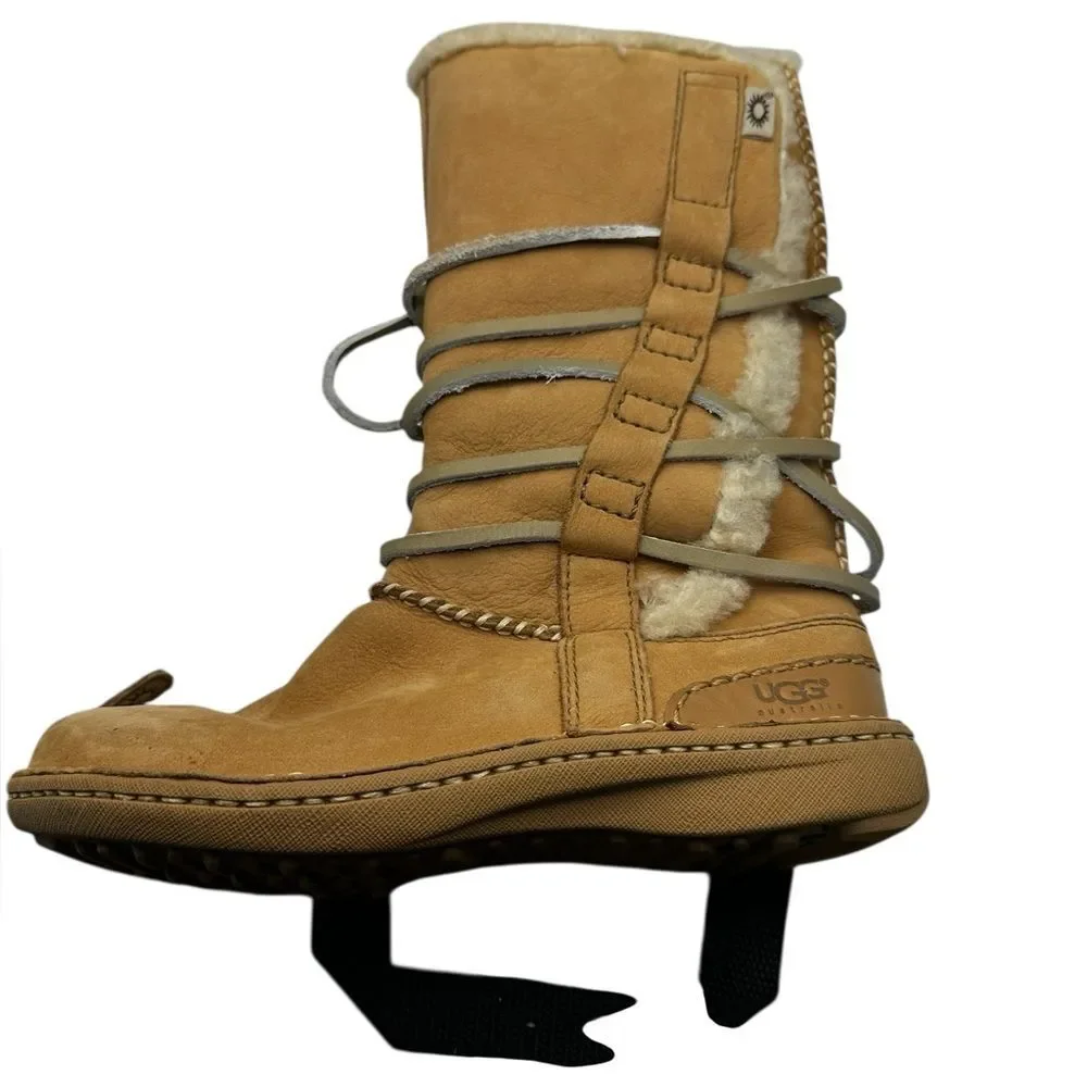 UGG Australia Catalina Tall Boots Honey Bun Womens 5 EU 36 Shearling Leather